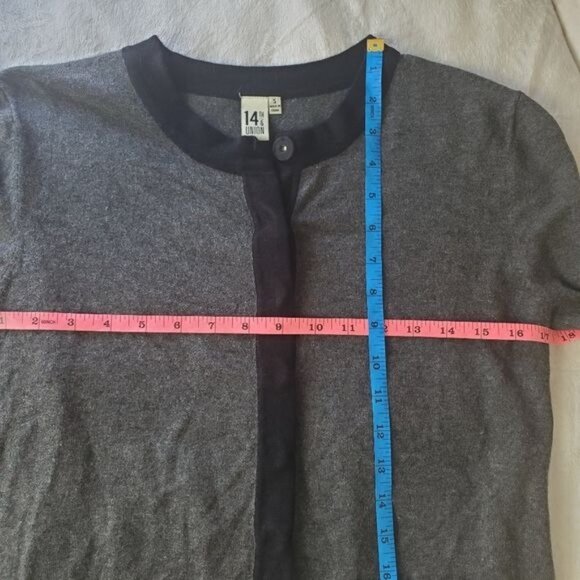 14TH & UNION Womens Cardigan SZ S Gray Black Snap Button Dark Academia Minimal - Picture 6 of 11